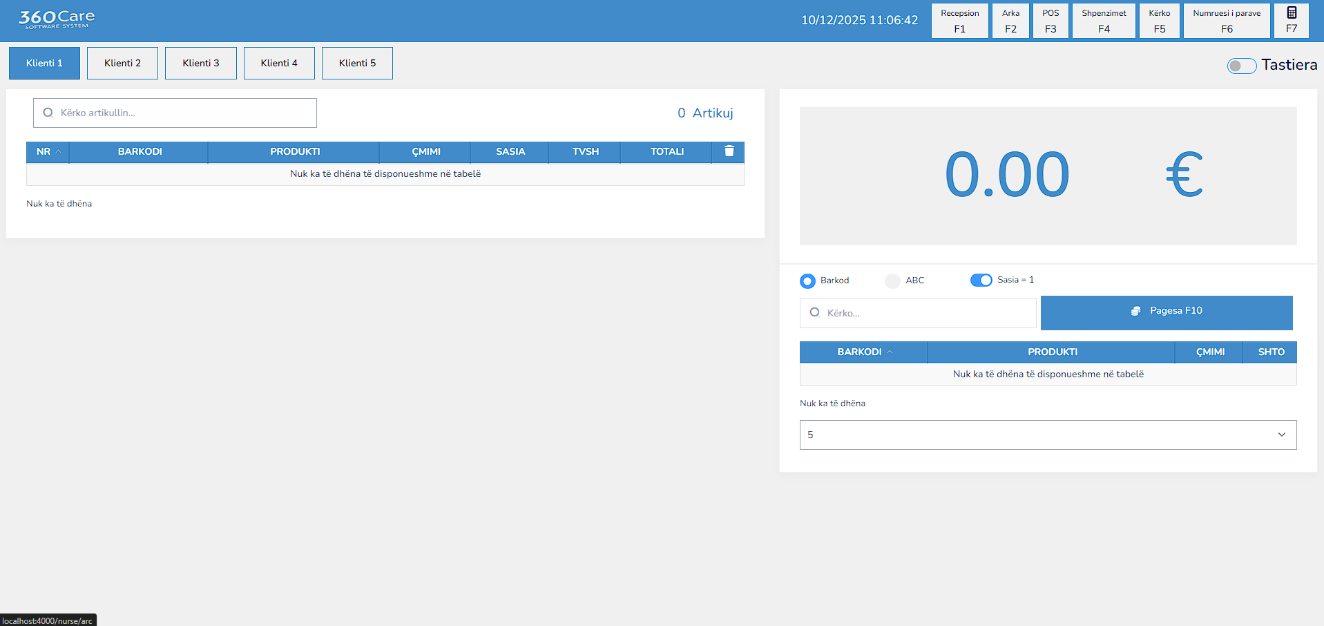 Interface e modulit Pikë Shitjeje (POS) - Care360